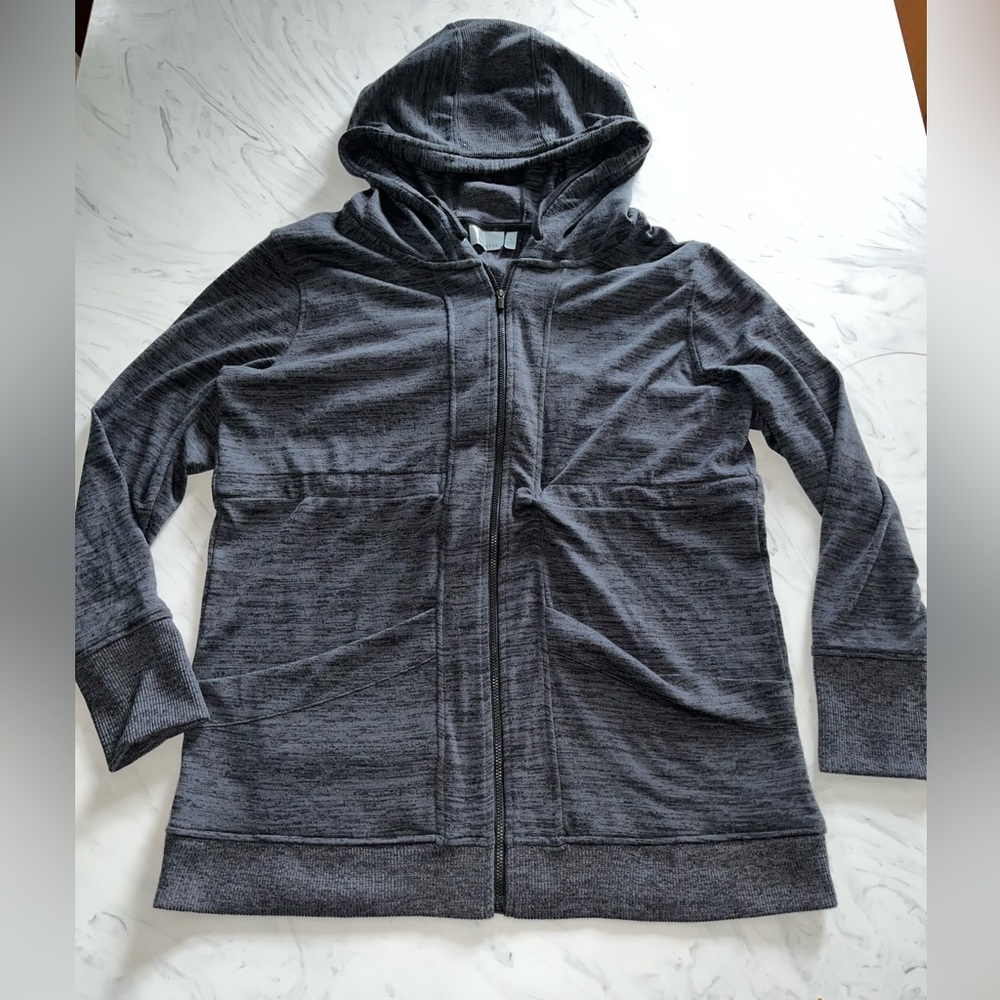 Athleta dark gray zip hoodie sweater hood sweatshirt jacket coat - size L